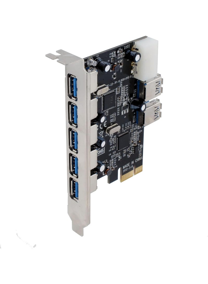 PCI Express USB 3.0 7-Port Adapter – SuperSpeed 5Gbps Expansion Card with UASP & 4-Pin Molex Power Support - Image 3